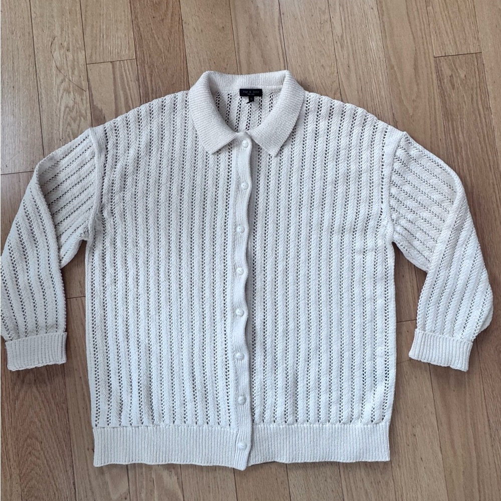 rag & bone Cream Textured Cardigan; Size XL women’s